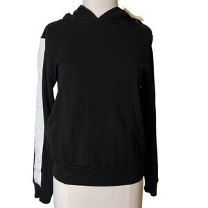 NWT Monrow star stripe track hoodie sz S black white